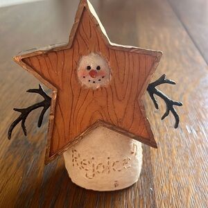 Vintage 1999 Deb Strain Snowman Christmas Ornament Primitive Folk Art